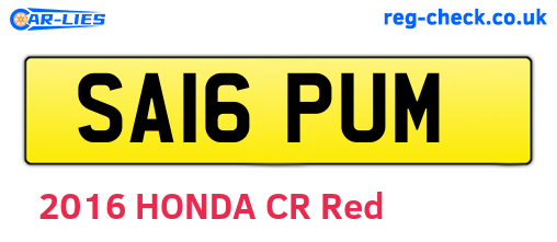 SA16PUM are the vehicle registration plates.