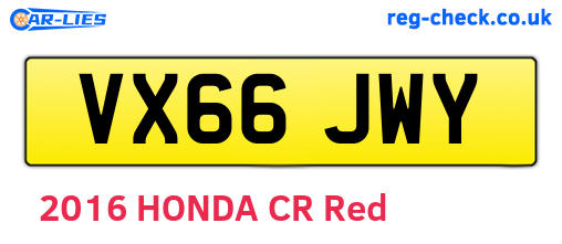 VX66JWY are the vehicle registration plates.