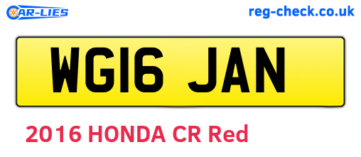 WG16JAN are the vehicle registration plates.