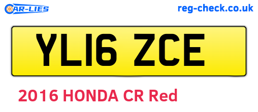 YL16ZCE are the vehicle registration plates.