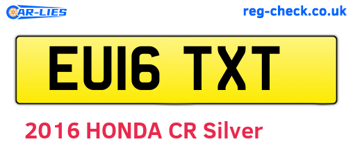 EU16TXT are the vehicle registration plates.