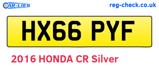 HX66PYF are the vehicle registration plates.