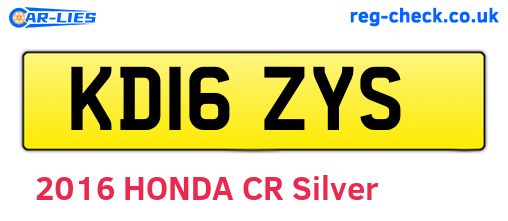 KD16ZYS are the vehicle registration plates.