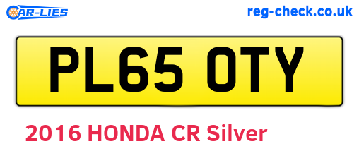 PL65OTY are the vehicle registration plates.