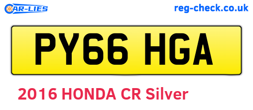PY66HGA are the vehicle registration plates.