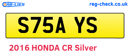S75AYS are the vehicle registration plates.