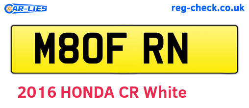 M80FRN are the vehicle registration plates.