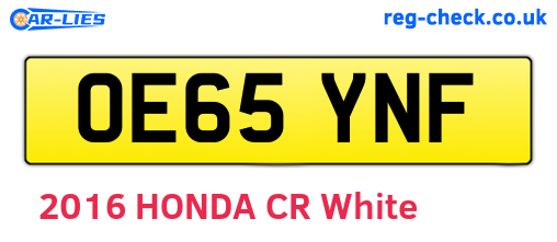 OE65YNF are the vehicle registration plates.