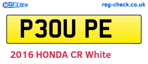 P30UPE are the vehicle registration plates.