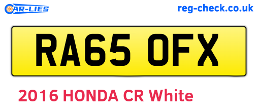 RA65OFX are the vehicle registration plates.