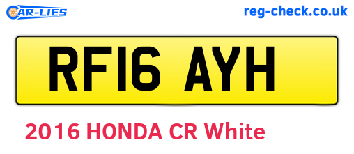 RF16AYH are the vehicle registration plates.