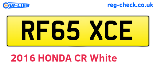 RF65XCE are the vehicle registration plates.