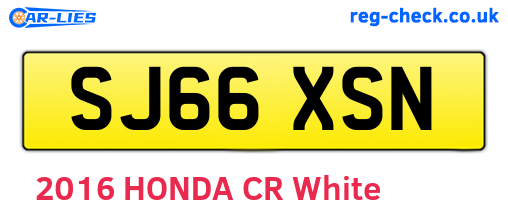SJ66XSN are the vehicle registration plates.