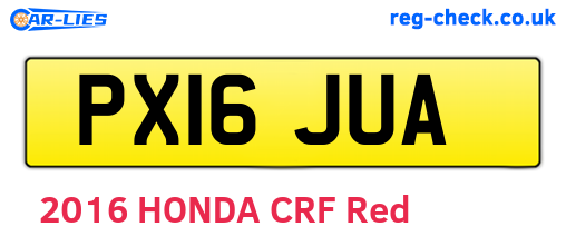 PX16JUA are the vehicle registration plates.