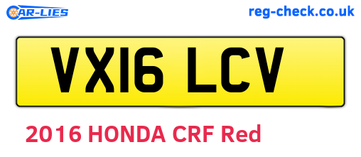 VX16LCV are the vehicle registration plates.