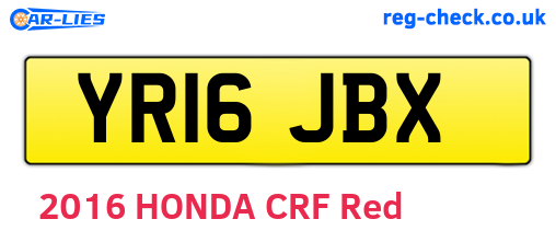 YR16JBX are the vehicle registration plates.