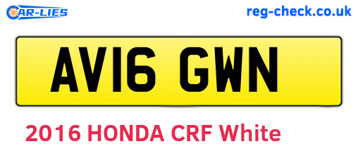 AV16GWN are the vehicle registration plates.