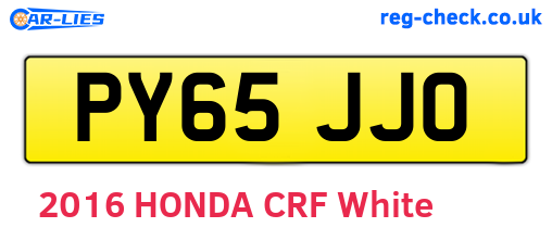 PY65JJO are the vehicle registration plates.