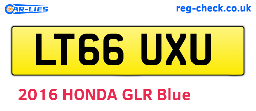 LT66UXU are the vehicle registration plates.