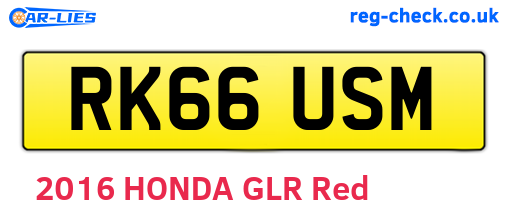 RK66USM are the vehicle registration plates.