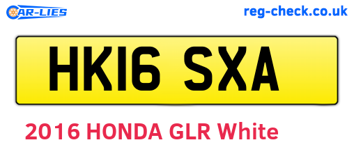 HK16SXA are the vehicle registration plates.