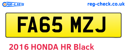 FA65MZJ are the vehicle registration plates.