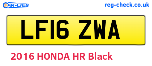 LF16ZWA are the vehicle registration plates.