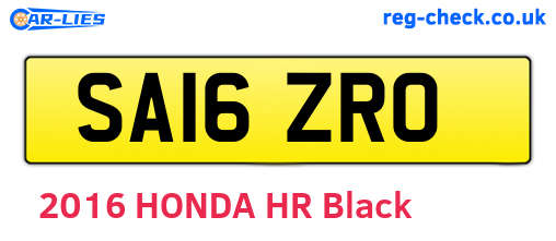 SA16ZRO are the vehicle registration plates.