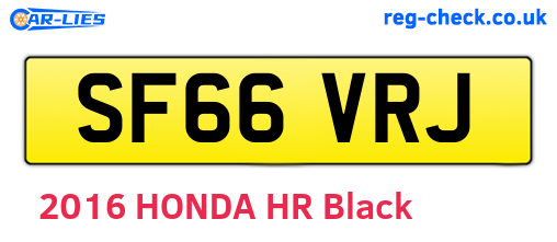 SF66VRJ are the vehicle registration plates.