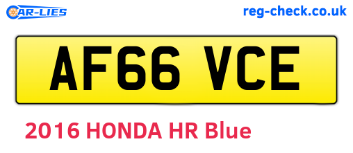 AF66VCE are the vehicle registration plates.