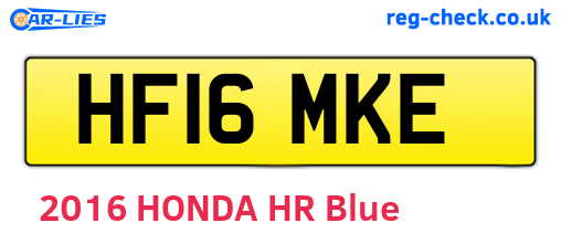 HF16MKE are the vehicle registration plates.