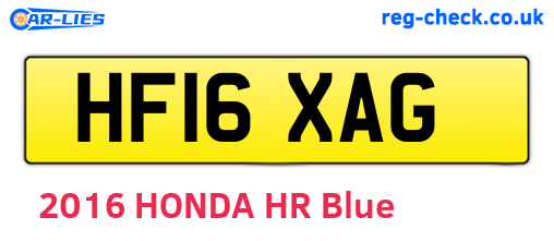 HF16XAG are the vehicle registration plates.