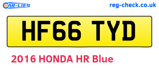 HF66TYD are the vehicle registration plates.