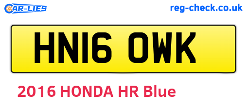 HN16OWK are the vehicle registration plates.