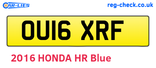 OU16XRF are the vehicle registration plates.