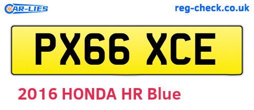 PX66XCE are the vehicle registration plates.