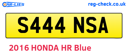 S444NSA are the vehicle registration plates.