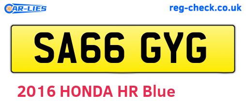 SA66GYG are the vehicle registration plates.