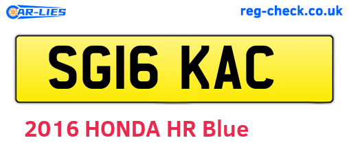 SG16KAC are the vehicle registration plates.