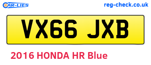 VX66JXB are the vehicle registration plates.