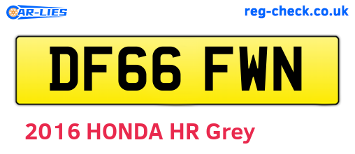 DF66FWN are the vehicle registration plates.