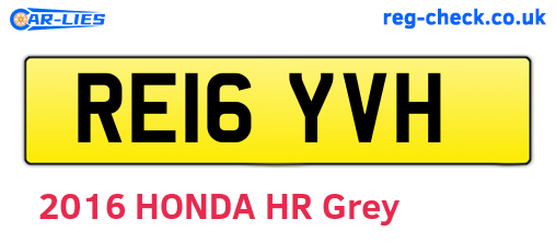 RE16YVH are the vehicle registration plates.