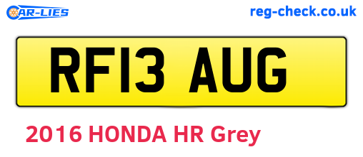 RF13AUG are the vehicle registration plates.
