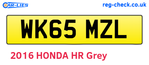 WK65MZL are the vehicle registration plates.