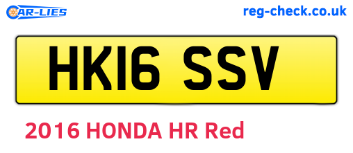 HK16SSV are the vehicle registration plates.