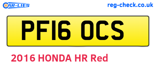 PF16OCS are the vehicle registration plates.