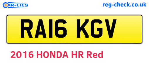 RA16KGV are the vehicle registration plates.