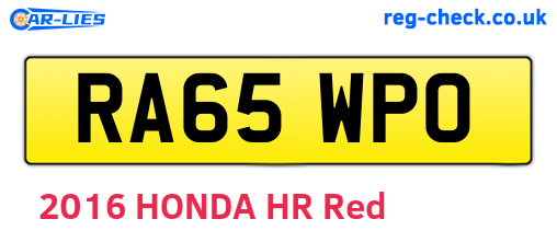 RA65WPO are the vehicle registration plates.