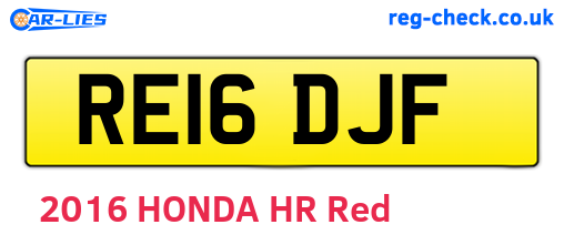 RE16DJF are the vehicle registration plates.