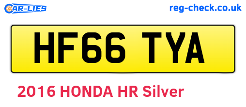 HF66TYA are the vehicle registration plates.